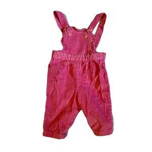 McKids McDonalds Vintage Overalls 12 Mth Pink Corduroy 80's Flower Button Ruffle